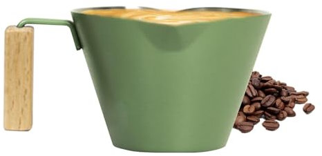 Espressobecher mit Griff, Messbecher für Espresso, Milchkännchen 100 ml mit Griff, Messbecher aus Metall mit Doppelausguss, Milchkännchen mit Griff, doppelter Auslauf aus Edelstahl