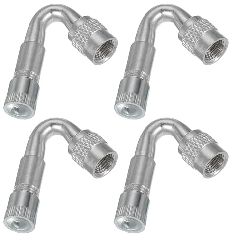 PATIKIL 4 Stück 45 Grad Ventilverlängerung Adapter Fahrräder Silber | Universal Reifenventilverlängerungen, Kompatibel für Autos, Motorräder, Anhänger, Wohnmobile, Freizeitfahrzeuge