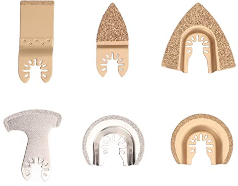 6st Oscillating Saw Blade Set diamantcementerad karbid slitstyrka Oscillerande verktygsblad för keramik och betongskärning av slipningspolering Multiverktygstillbehör
