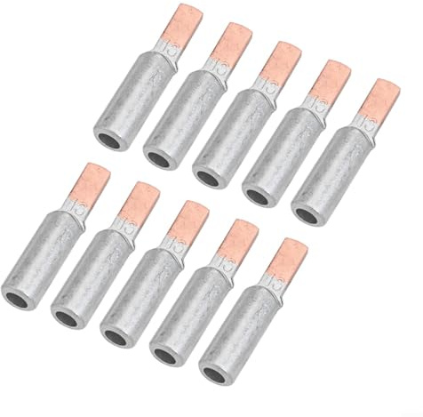 Copper Aluminum DTLC-16 Cable Crimp Terminals 10PCS Set, 16mm2 Wire Connector Lugs for Circuit Breakers, Electrical Power Fittings, Secure Nose Design, Silver