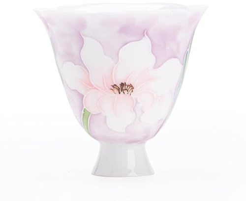 AERTSDFGT Small Tea Cups Hand-Painted high-Foot Teacup, Exquisite Flower-mouthed Master Cup, Ceramic Tea Set Kungfu Teacup