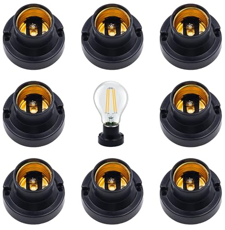 8 Stück E27 Fassung Lampensockel Adapter Sockel Lampenadapter Schraubsockel | Lampenfassung Wandfassung zum Anschrauben für LED Halogen und Glühbirnen