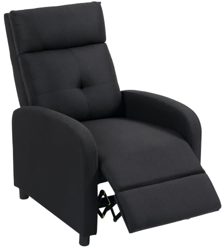 HOMCOM Relaxsessel TV-Sessel mit Leinenoptik Gepolstert 150 kg Schwarz | Fernsehsessel mit Liegefunktion, Liegesessel mit Taschenfederkern, Ruhesessel für Wohnzimmer