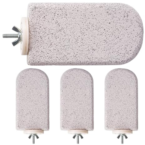 4-delad vulkanisk sten, frostad fågelstativ för bur – fågelborre, leksaker, träning, tuggpinne, tass-slipning för husdjursbo, utomhusträning, nymfkakaduel, kärleksko, trimning, tassar stav