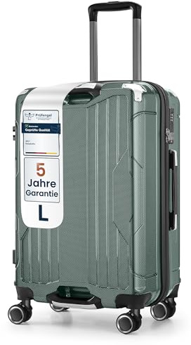 4FLY Ultralätt Resväska med Hårt Skal och Aluminiumram L, Stor 68 cm, 69L, Incheckad Väska med TSA-Lås, 4 Dubbla Spinnerhjul och Teleskophandtag i Aluminium, Resetrolley
