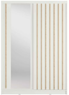 Masseno Schwebetürenschrank VARO 150/205/60 cm Kleiderschrank mit Schubladen Schlafzimmer Schiebetürenschrank 3-türig mit Spiegel Graphitfarben + Gold