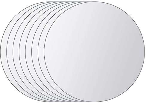 vidaXL Spiegelfliese 8-TLG. Rahmenloses Design Badspiegel Wandspiegel Dekospiegel Spiegelfliesen Fliesenspiegel Klebespiegel Rund Glas