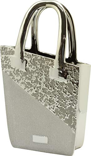 Sac à Main Sculpture Moderne Dreamlight ou Sac à Main Vase décoratif en céramique Argent Hauteur 35 cm