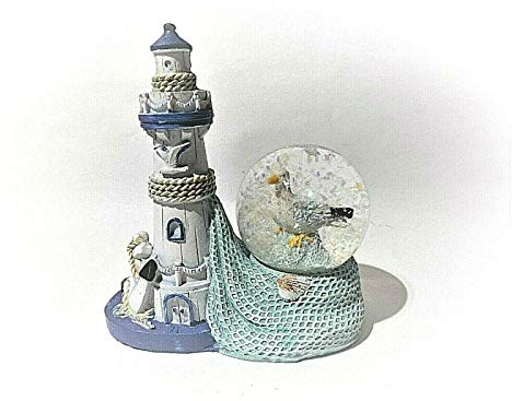 Euro Souvenirs Schneekugel Maritim Leuchtturm mit Möwe Schüttelkugel Glitzerkugel Glitterkugel (ES17689)