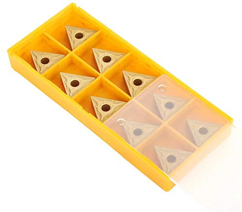 Inserti in metallo duro 10 pezzi, utensili industriali a doppio lato per lama di tornitura in metallo duro, per sgrossare semifinitura di acciaio e ghisa(A)