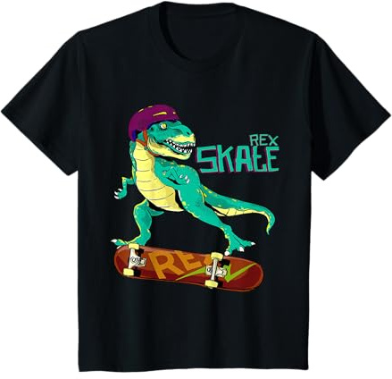 Skate T-Rex Dino mit Skateboard - Kinder und für Jungen Dino T-Shirt