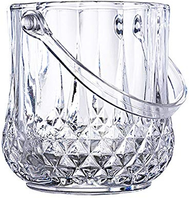 XXXXW Eiswürfelbehälter/Eiseimer Glas Wein Eiskübel Bier Champagner Eimer, Crystal Ice Eimer, Glas Eiskübel mit Griff Isolierter Eisbehälter (Color : A)