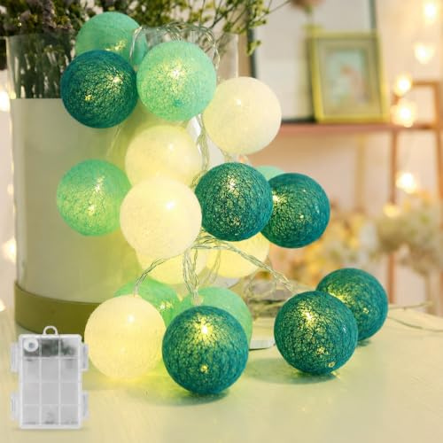 LED Lichterkette Baumwollkugeln Batteriebetrieben, 3,3m 20er Cotton Ball Lichterketten Kugeln Nachtlicht für Weihnachten, Hochzeit, Party, Zimmer, Wohnheim, Innen Deko