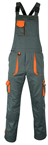 NORTH SKIN Bib and Brace Overalls Lightweight Dungarees Coveralls Knee Pad Multi Pocket Trousers Mens Womens Sleeveless Tools Holder (Grey, XXL)