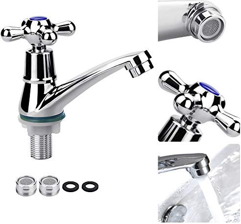 FIGFYOU Miscelatore Monocomando per Lavabo A Risparmio Energetico, Rubinetto Bagno Lavabo, Miscelatore Lavabo, Rubinetto Monocomando per Bagno,Cromo, Argento