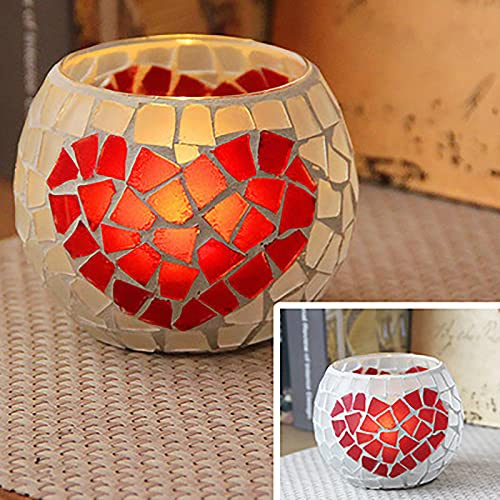 Teelichthalter Mosaikglas Bunt, Kerzenhalter für Votivkerzen, Romantisches Windlicht, Kerzenständer für Zuhause, Dekoration, Hochzeit, Party, Geschenk