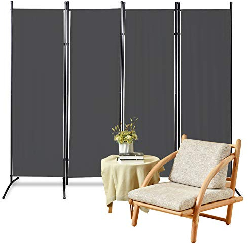 Sonnewelt Paravent 200x170cm flexibel verstellbar Raumteiler Sichtschutz Anthrazit Raumteiler Stellwand Raumteiler Trennwand Sichtschutz 4 Trennwände