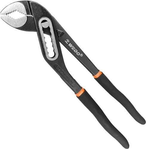 WEDO Pince multiprise à eau, pince à tuyau, joint coulissant avec rainures, antidérapante, chrome-vanadium, protection antirouille atramentée, longueur 240 mm