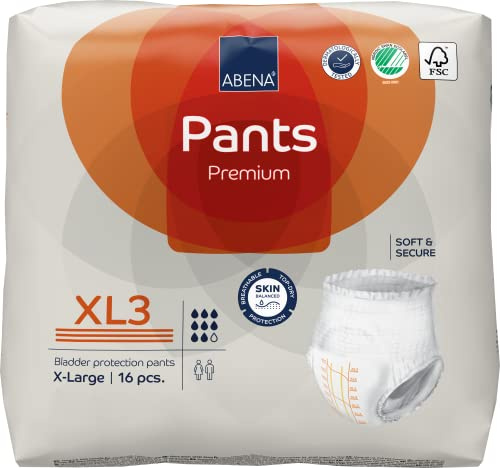 Abena Premium Incontinence Protective Underwear, Abena Pants, Pull-ups, Heavy Absorbency, Level 3, Extra Large, 48 Count