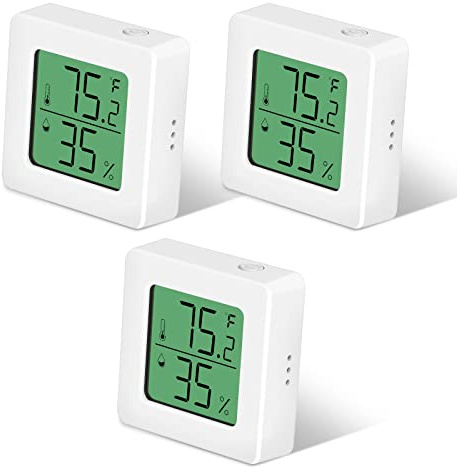 Thermometre Interieur Maison, 3 Pièces Mini LCD Thermomètre Intérieur - Petit Hygromètre Numérique D'intérieur - Moniteur de Température et Humidimètre - Thermomètre D'ambiance