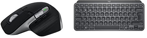 Logitech MX Master 3S for Mac - Wireless Bluetooth Mouse, Space Grey & MX Keys Mini Minimalist Wireless Illuminated Keyboard, Compact, Bluetooth, Backlit, USB-C - Graphite