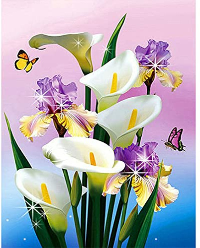 DCIDBEI 5D Diamond Painting Fiore 40x50 cm Diamond Painting Fiori di Lily Puzzle 5d Diamond Kit Completo Fiori Quadro Perline Diamond Fiori Dipingere con i Diamanti Adulti Puzzle Diamond Bambini