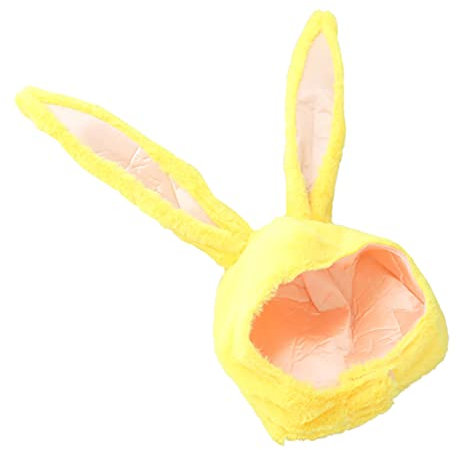 ibasenice Hasenhut Plüsch Gelb Kaninchenohren Kopfschmuck Cosplay Lustiger Hut für Karneval Dekoration Kopfbedeckung Halloween Fräulein