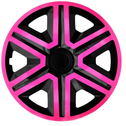 Luckyberg Radkappen 14 Zoll Action | Zierkappen in vielen Farben, Radzierblenden 4er-Set für die meisten Automarken und Stahlfelgen. Felgenabdeckung für Autofelgen. (14 - ROSA/SCHWARZ)