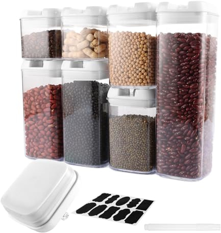 YOUNTHYE 7 Contenitore Pasta, Vasi Di Stoccaggio Trasparenti Contenitore Pasta, Vasi Di Stoccaggio Per Alimenti Senza Bpa, Contenitori Di Stoccaggio Con Coperchi Chiudibili