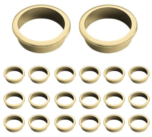 20Pcs Desk Cable Grommets 18mm Wire Hole Cover Round Plastic Grommet Cable Hole Cover for Home Office Table Wire Organizers (Bright Gold)