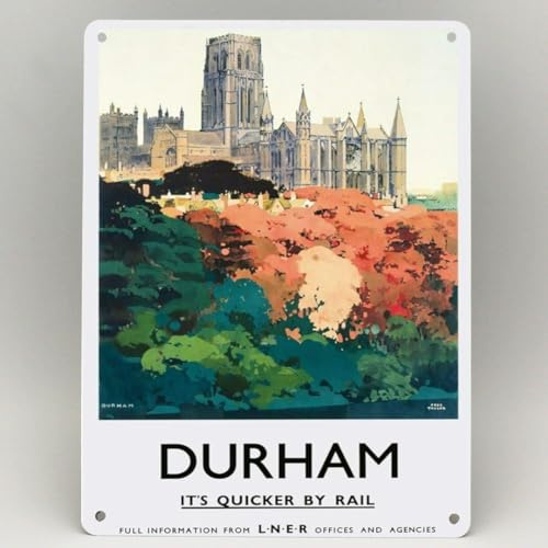 bioprocess DURHAM LNER RAILWAY POSTER METAL SIGN BRITISH RAIL TRAVEL TRAIN VINTAGE TAYLOR METAL TIN SIGN 8x12 inches