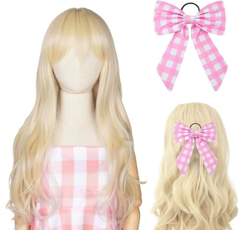 LETTERASHQP 2 Stück Perücke Prinzessin Damen Perücke Blond Lang, Blonde Perrücke Frauen Blonde Wig Perrücke Karneval Cosplay Party
