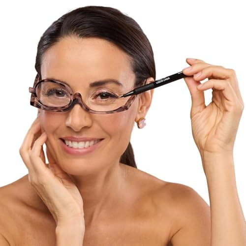 VICCI Makeup Reading Glasses | Cosmetic Readers Flip Up Lens Magnifying Eyeglasses for Women | Dual-Purpose Functionality, Lightweight Makeup Glasses Offer Distortion-Free Vision +3 | Tortoise