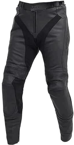 XRC Glet Motorradhose Leder Herren mit Protektoren Schwarz Vollnarbiges Lederhose Echtleder mit rüstung, 60