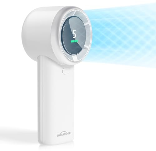 WHATOOK Portable Handheld Mini Fan: High Speed Cooling Fan, 10 Hours Battery Life, USB Rechargeable, Small Essentials for Women, Beach Travel, Vacation (White)