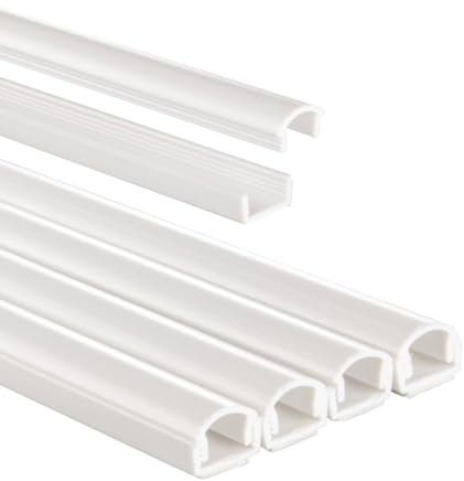 HAMA | Canale per nascondere cavi (organizer per cavi, 4 pezzi, autoadesivo, 100 x 1,1 x 1 cm, PVC) colore bianco