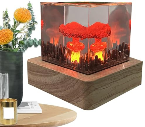 Luz nuclear – Luz nocturna de nube de hongo, luz nocturna de resina epoxi, adorno de lámpara de explosión nuclear de hongo, modelo de bomba atómica, lámpara atmosférica, creativa para amigos