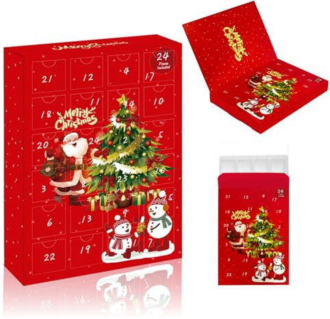 POPOYU 2024 Calendario Adviento para Rellenar DIY, 24 Caja Vacía Calendario Adviento,Mini Cajas de Regalo Puede Rellenar con Chocolates y Dulces para Niños,Joyas para Novia,Decoración Navideña