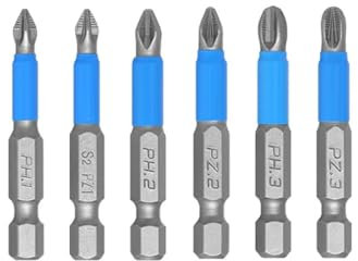 Set di punte for cacciavite magnetico antiscivolo da 6 pezzi con codolo esagonale Phillips/punta for cacciavite a croce PH1/PH2/PH3/PZ1/PZ2/PZ3