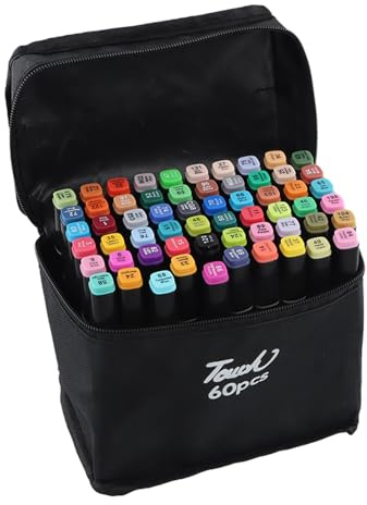 Marcatore 80 Colori, Pennarelli Doppia Punta 2S Asciugatura Rapida, Alcol Markers Pen Set Professionale di Pennarelli per Artisti Disegnare e Scarabocchiare Pittura, Manga e Design (60 Colori)