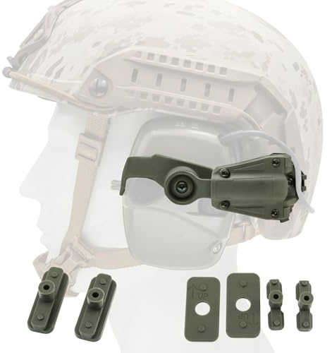 Tactical Helmet ARC Track Adapter for Tactical Electronic Shooting, Earmuffs, Compatible with Howard Leight Impact Sport Headset, Green
