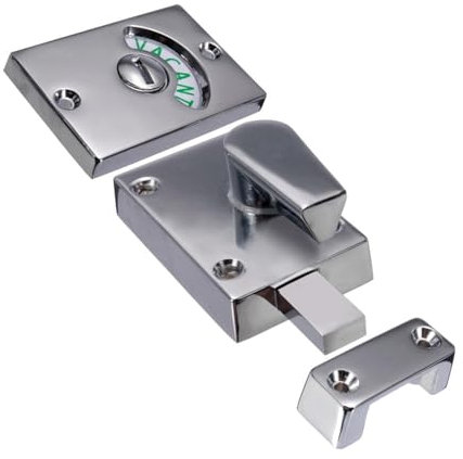 Ragyzity Polished Chrome Bathroom Indicator Door Bolt, Zinc Bolt Door Lock Indicator Bolt Vacant/Engaged Chrome Latch for Bathroom WC Public Restroom Toilet