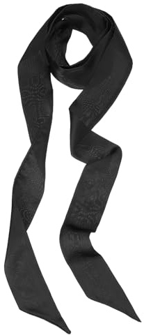 PATIKIL Sciarpa a Nastro Elegante, Sciarpa Sottile Tinta Unita, Fazzoletto da Collo Lungo Pura Seta, Cintura, Fascia Capelli, Fascia Capelli, Cravatta a Nastro per Donna, Nero