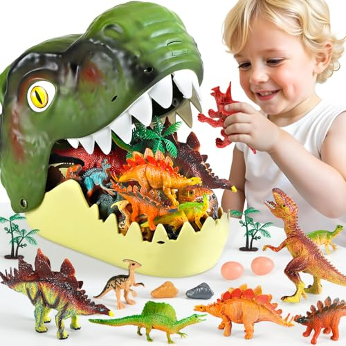 HahaGift Dinosaur Toys for 2 3 4 Year Old Boy Gifts: 45 Pieces Dinosaurs Figures Playset for Kids Boys Age 2 3 4 5 - Birthday Gift for Toddler Boys & Girls