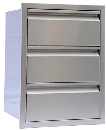 KYZTMHC Küchenschubladen für den Außenbereich, 3-stufige Schublade aus Edelstahl mit Griff, für die Außenküche, Terrassen-Grillstation(35.5 Wx53.3 Hx58.4 D cm)