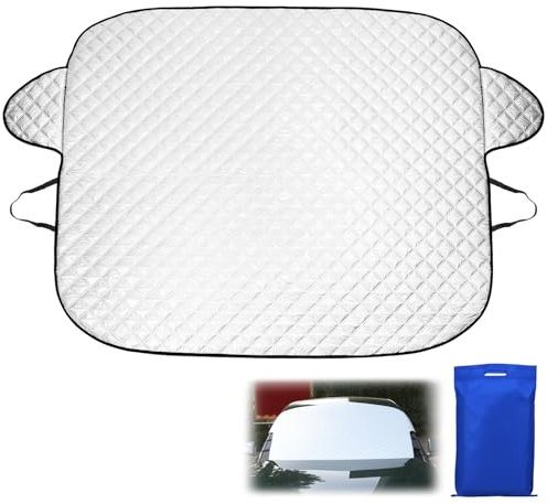 QWORK® 145x118 cm Copertura Parabrezza Auto, Anti-UV e Anti Ghiaccio, Telo 4 Strati Antivento e Impermeabile per Auto e SUV