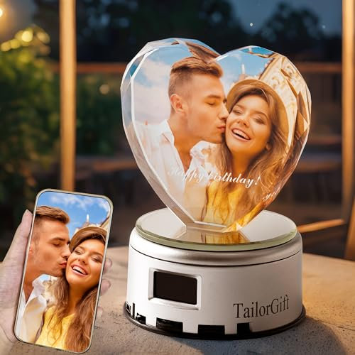 TailorGift Foto Nachtlampe Personalisiert Fotorahmen Geschenke,Cristal Foto Geschenke, Jahrestag Geschenk ffür Frauen, Männer, sie, er. für Mama und Kinder Pärchen Geschenke Geburtstag Muttertag