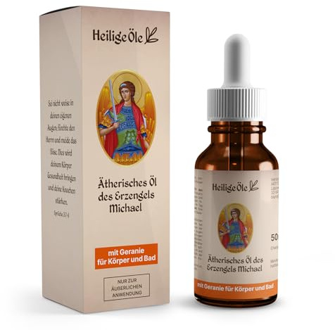 Aceite Esencial del Arcángel Miguel 50 ml – Mezcla con Geranio para Cuerpo y Baño – 100% Natural – Aromaterapia, Protección, Relajación, Spa & Bienestar – Heilige Öle