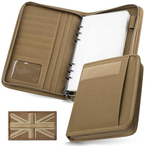 WYNEX Tactical Notebook Padfolio Ringbinder mit 80 Blatt, Notebook taktische Portfolio Binder mit Reißverschluss für taktische Ausrüstung und Organizer, Armee Militär nachfüllbar A5 6 Ringbinder