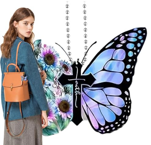 Ornements de Papillon pour Arbre, Papillon cristallin,Catcher du Soleil Animal - Décoration de fenêtres de Fabricant d'arc-en-aux Paillettes pour Les Sacs à Dos, poignées de Porte, Arbres de Vacances